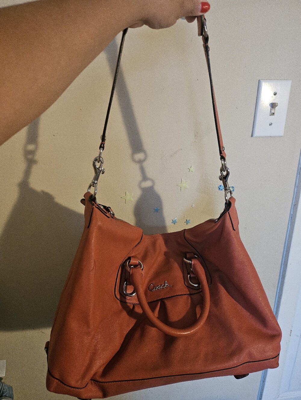 Coach Y2K Ashley Leather Satchel in a coral - Picture 9 of 11